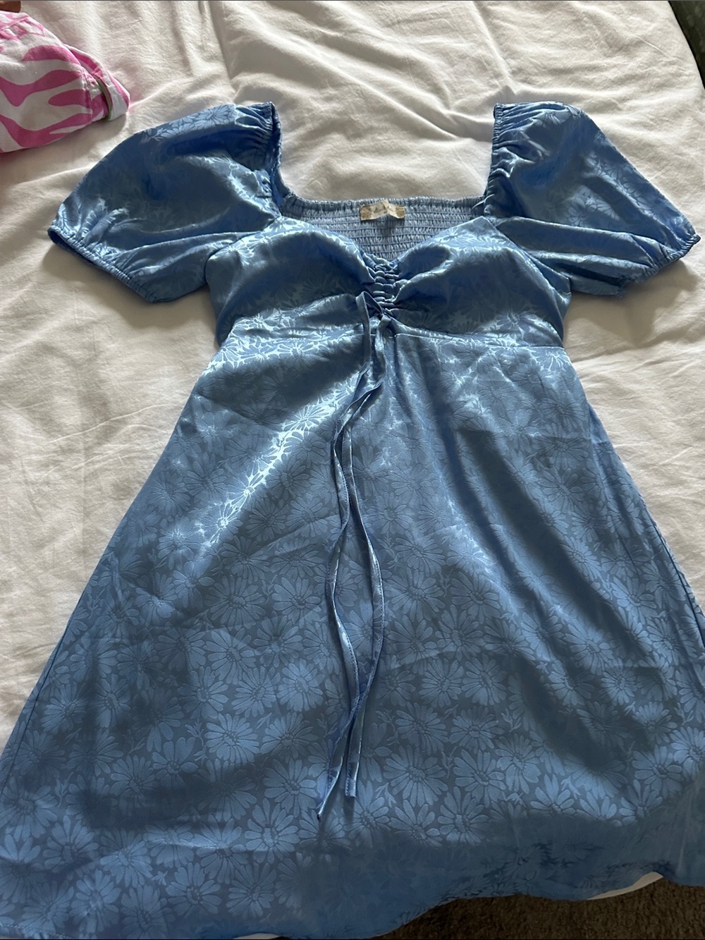 Altr'd State Light Blue Floral Puff-Sleeve Dress